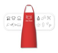 Grembiule personalizzato ricamato con motivo e testo desiderato - Grembiule da cucina personalizzato in cotone di alta qualità come regalo speciale, Colore: rosso, Einheitsgröße