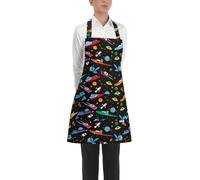 Grembiule Pettorina Cuoco Space Fondo Nero 100% Cotone EgoChef Short 70x70
