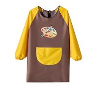 Grembiule Pittura Bambini 2-12 Anni Plastificato Impermeabile - Grembiule per Pittura Bambino Bambina Tasche Grandi- Grembiulino Maniche Lunghe per Dipingere Scuola Asilo Cucina Casa