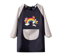 Grembiule Pittura Bambini 2-12 Anni Plastificato Impermeabile - Grembiule per Pittura Bambino Bambina Tasche Grandi Grembiulino Maniche Lunghe per Dipingere Scuola Asilo Cucina Casa