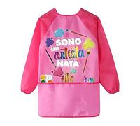 Grembiule Pittura Bambini 3-7 Anni Plastificato Impermeabile - Grembiule per Pittura Bambino Bambina 3 Tasche - Grembiulino Maniche Lunghe per Dipingere Scuola Asilo Cucina Casa - Design Tema Artista