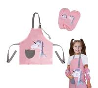 Grembiule Pittura Bambini con Cinghia Regolabile,Grembiule Cucina Bambini con Tasca e 2 Maniche,Grembiule Asilo Bambino Impermeabile,Grembiule Cucina Bambina per Cucina Scuola, Pasticceria, Pittura