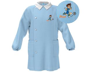 Grembiule Quadretti celeste SIGGI Bambino Calcio scuola materna asilo + Tatoo