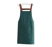 Grembiule resistente alle gocce d'acqua, con 2 tasche, lacci regolabili per collo e vita, unisex, in PVC, per cucinare, cuocere, artigianato, uso in officina (verde scuro)
