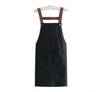 Grembiule resistente alle gocce d'acqua, con 2 tasche, lacci regolabili per collo e vita, unisex, in PVC, per cucina, forno, artigianato, uso in officina (nero)