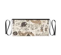 Grembiule resistente per donne e uomini, con tre tasche per una facile conservazione, vintage, da viaggio, collage beige, Collage Vintage Viaggio Beige, taglia unica