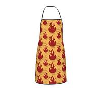 Grembiule rosso fiamma fuoco del fumetto per donna uomo adolescente con grembiuli tasche per cucinare chef cucina barbecue