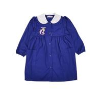 Grembiule Scolastico Lungo Blu per Bambina, con Bottoni, Colletto Estraibile, Due Tasche (Blu 25 101, 95-12 anni)