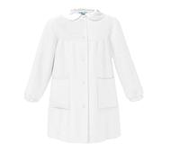 siggi Grembiule Scuola ELEMENTARE Bambino e Bambina Senza Ricamo in Cotone con Bottoni O Zip nei Colori Bianco E Bluette - Linea Happy School (Bianco(no ricamo) 2888, 11 anni)