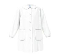 Grembiule Scuola SIGGI Happy School Asilo Bambina Colore Bianco Senza Ricamo Personalizzabile Abbottonatura Centrale con Bottoni, Colletto Bianco. (BIANCO, TG 70 ANNI 7/ALT. CM 122)