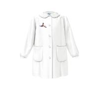 Grembiule Scuola SIGGI Linea Happy School - Asilo Bambina Colore Bianco con Ricamo - Abbottonatura Centrale con Bottoni, Colletto Bianco. TG 50 ANNI 3/ALT. CM 98