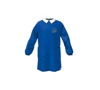 Grembiule Scuola SIGGI Linea Happy School - Elementare Bambino Colore Blu con Ricamo - Abbottonatura Laterale con Bottoni, Colletto Bianco. TG 90 ANNI 11/ALT. CM 146