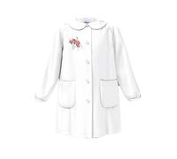 Grembiule Scuola SIGGI Linea Happy School - Elementari Bambina Colore Bianco con Ricamo - Abbottonatura centrale, Colletto Bianco. Bianco 85