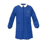 Grembiule Scuola SIGGI Linea Happy School - Elementari Bambino Colore Blu 4016 con Ricamo - Chiusura con zip, Colletto Bianco. Blu 72