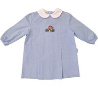 Grembiule siggi per asilo nido con ricamo a fantasia assortita quadretti celeste