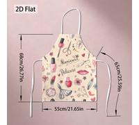Grembiule singolo 2D piatto per manicure e pedicure, misura 68 cm x 55 cm, con un design da salone di , per appassionati di home spa e dell' dell'unghia