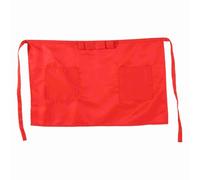 Grembiule unisex a mezzo busto con fiocco in vita e tasche, grembiule da per cameriere, cameriere, barista, personale di bar e ristorante, 35% cotone, 65% poliestere, rosso, (Rossa)