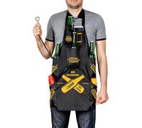 GREMBIULE UOMO DA CUCINA CON TASCHE PER BIRRA BARBECUE GRIGLIA PER LUI REGALO