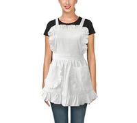 Grembiule Vintage Arruffato con Doppia Tasca e Volant (Bianco)