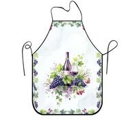 Grembiule vintage con uva botanica per cucinare, elegante grembiule da cucina a tema vino per barbecue, giardinaggio e intrattenimento, bianco, 24x31 Inch