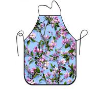 Grembiule vintage floreale per cucinare, grembiule da cucina con design botanico blu per barbecue, giardinaggio e lavoro da chef, Blu, 24x31 Inch