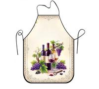 Grembiule vintage per cucinare, elegante grembiule da cucina a tema vino, per barbecue, cena e intrattenimento, Crema, 24x31 Inch
