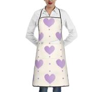 Grembiule viola a forma di cuore per donne e uomini, grembiule da chef con tasche per cucina, barbecue, giardinaggio