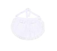 Grembiule vita donna con tasche in pizzo di cotone mezzo grembiule da cucina festa per cameriera cameriera cameriera (bianco)