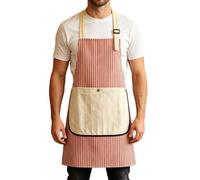 Grembiuli compatti da donna, con tasche regolabili, a righe, abbigliamento | Grembiule da cuoco in lino e cotone, portatile, per ristorante, bar, panetteria, griglia, giardinaggio, universale
