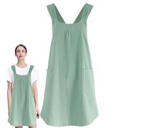 Grembiuli Crociati Per Le Donne Con Borse - Grembiule Da Cucina In Lino Di Cotone Croce Posteriore | Pittura Grembiule Da Lavoro Morbido Per Cucinare Il Giardino Con Tasche Laterali P, verde, Consulte