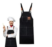 Grembiuli Da Chef Con Tasche,Grembiule Da Chef | Grembiuli da lavoro regolabili - Grembiuli da lavoro per donne e uomini con tasche grandi, grembiuli da server regolabili da uomo, Nero , Consulte la