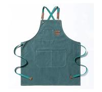 Grembiuli da cucina in tela for donna e uomo, grembiuli lavoro for chef, for ristoranti, bar, negozi, caffè, studi di bellezza unghie, uniformi(Green)