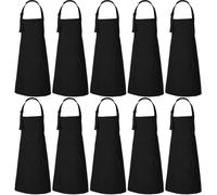 Grembiuli da cucina neri Bulk Set di 10 - Grembiule collo regolabile con tasche per ristorante, camerieri e cuochi professionisti 35x27 "