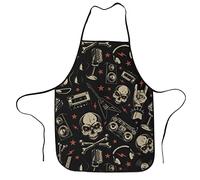 Grembiuli da cucina retrò Heavy Metal Rock motivo ripetuto BBQ Grill per uomo e donna - Grembiuli divertenti per mamma papà Amico Grembiule da cucina professionale Taglia unica Ideale per cucinare Cuo