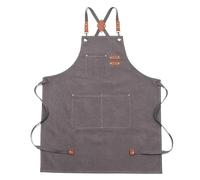 Grembiuli da cuoco for uomo e donna con ampie tasche, grembiule lavoro regolabile incrocio sulla schiena in tela di cotone(DARK GRAY)