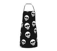 Grembiuli da morte con teschio d'amore con tasche per donna, bavaglino impermeabile regolabile per cucina, barbecue, chef, grembiule da cucina