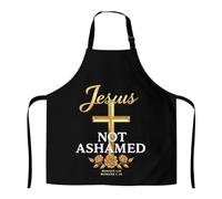 Grembiuli Gesù Non Si Vergogna Della Croce D'Oro Religiosa Senza Formazione Di Pilling Grembiule Resistente All'Olio Grembiule Da Cucina Per Cucina Giardino Barbecue
