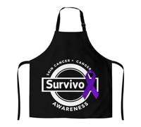 Grembiuli Nastro Viola Per I Sopravvissuti Alla Sensibilizzazione Sul Cancro Della Pelle Con Nastri Lunghi Grembiule Resistente All'Acqua Grembiule Da Cucina Per Party Bar Barbecue