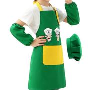 Grembiuli per bambini, regolabile, grembiule per pittura per bambini, per bambini 2 ai 12 anni, per cucinare, cucinare, mangiare, casa, cucina, scuola all'aperto, Verde, Refer to description