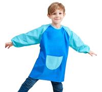 Grembiuli per la pittura, Smock a maniche lunghe per con grande tasca, Camicetta d'arte per maniche lunghe, grande tasca per la pittura, pittura di disegno per l'età di 7-11 anno