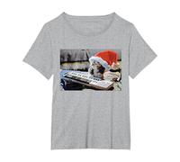 Gremlins Mogwai - Cappello Natalizio Maglietta, Donna Plus-Size, Grigio Melange, 2X