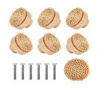 Grendly 10 pomelli in legno di faggio e rattan, maniglie per cassetti, maniglie per mobili da , armadietto, maniglia per porta, cassettiera, 30 mm