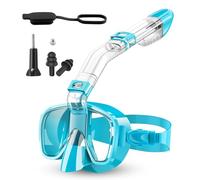 Grendly da snorkeling, set di per immersioni pieghevoli, con di top asciutto e supporto per fotocamera, anti nebbia, verde