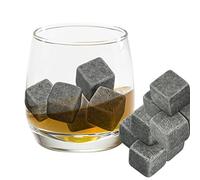 Grenhaven Set di pietre per whisky in steatite naturale - “On the rocks”, cubetti raffreddanti con pratico sacchetto in stoffa 9er Set Whisky Steine