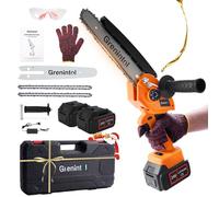 Grenintol Mini Motosega a Batteria, 8 Pollici Motosega 1000W, 6000mAh/24V, Mini Motosega Portatile,Sega Potatura,Oliatore Automatico,Blocco di Sicurezza, Adatta per Taglio Legno e Giardini
