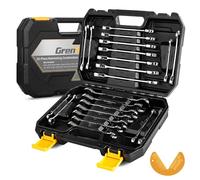 GRENPRO Set di 22 chiavi a cricchetto, set di chiavi combinate metriche e standard da 6-18 mm e SAE 1/4"-3/4", set di chiavi combinate, cassetta degli attrezzi organizer, set di chiavi grandi a 72