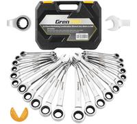 GRENPRO Set di 22 chiavi a cricchetto, set di chiavi combinate metriche e standard da 6-18 mm e SAE 1/4"-3/4", set di chiavi combinate, cassetta degli attrezzi organizer, set di chiavi grandi a 72