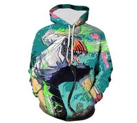 GREOPE Chainsaw-Man Anime Felpa con cappuccio con motivi alla moda, pullover taglie forti, a maniche lunghe, abbigliamento sportivo casual A, 01, XXL