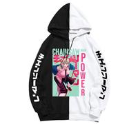 GREOPE Chainsaw-Man Anime Felpa con cappuccio, Streetwear stampato, alla moda, da uomo e da donna, abbigliamento sportivo B, nero + bianco, 4XL