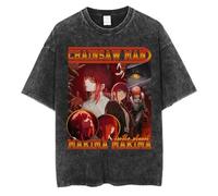 GREOPE Chainsaw-man, maglietta da uomo casual con stampa anime, unisex, alla moda, casual, fumetto, nera, 02, XXL